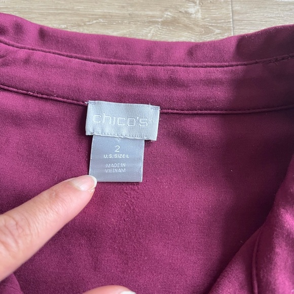 Chico's Ponte Collared Burgundy Tunic Size 2 Large - Picture 5 of 9